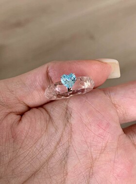 {海洋之心}仿白水晶帕拉伊巴爱心透明戒指个性时尚送礼物情侣对戒