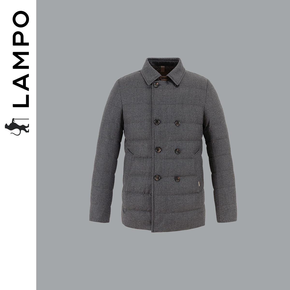 【羊毛】LAMPO/蓝豹男士羽绒服厚白鹅绒商务简约衬衫领外套男