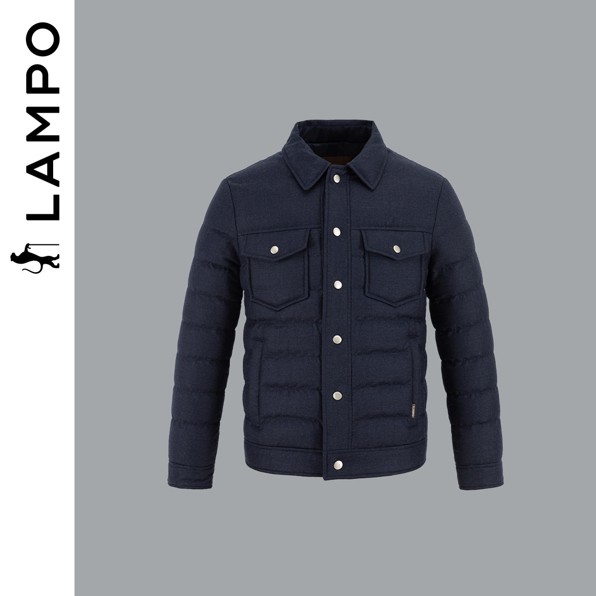 【羊毛羊绒】LAMPO/蓝豹男士羽绒服羊毛自然弹衬衫羽绒服外套