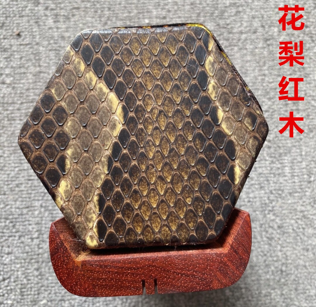 二胡琴筒子金花蟒背脊皮白木红木紫檀黑檀圆孔扁孔手工蒙皮可选皮 - 图1