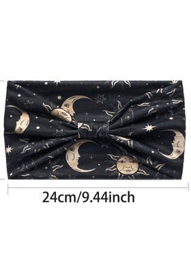Star Moon Printed Hairband宽版打结运动发带星星月亮印花头带女