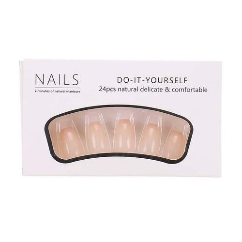 24pcs/set short fake nails for women girls gradient nude pin - 图3
