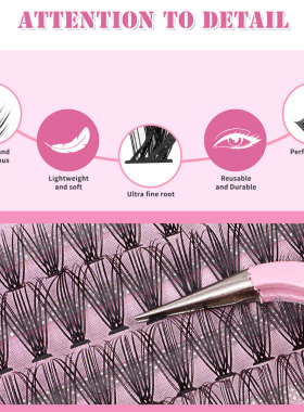 800clusters of thick D-curve glue set 8-18mm false eyelashes