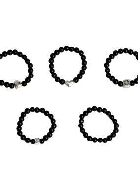天然黑玛瑙串珠新款戒指极简指环