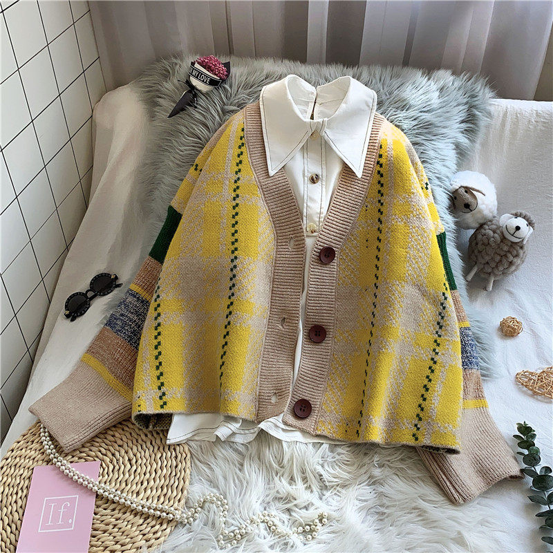 针织开衫春秋宽松短款2020年潮毛衣 茵蔚毛衣