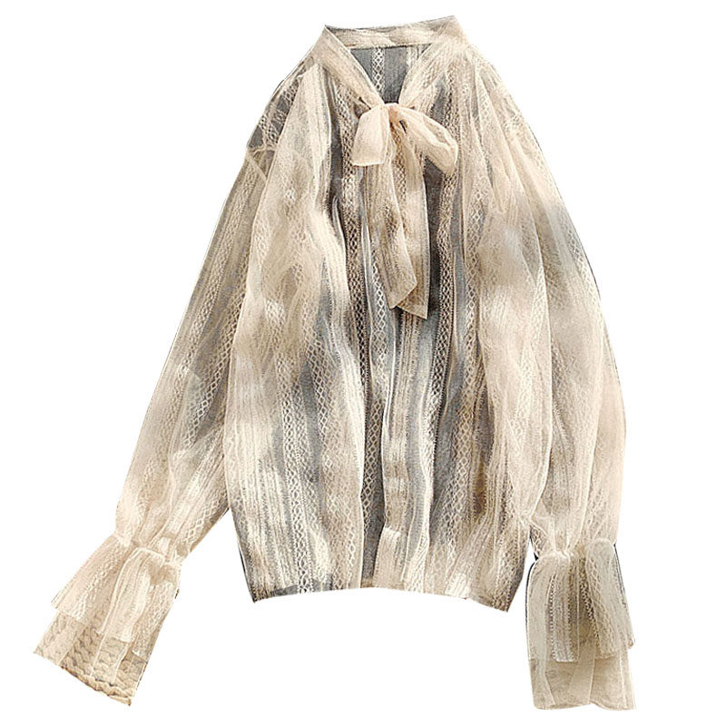 蕾丝韩版秋季很仙的内搭长袖打底衫 茵蔚蕾丝衫/雪纺衫