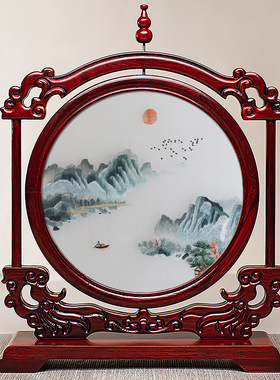 苏绣摆台新中式风客厅卧室工艺品