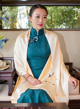 苏绣旗袍新娘婚纱晚礼服两用披肩