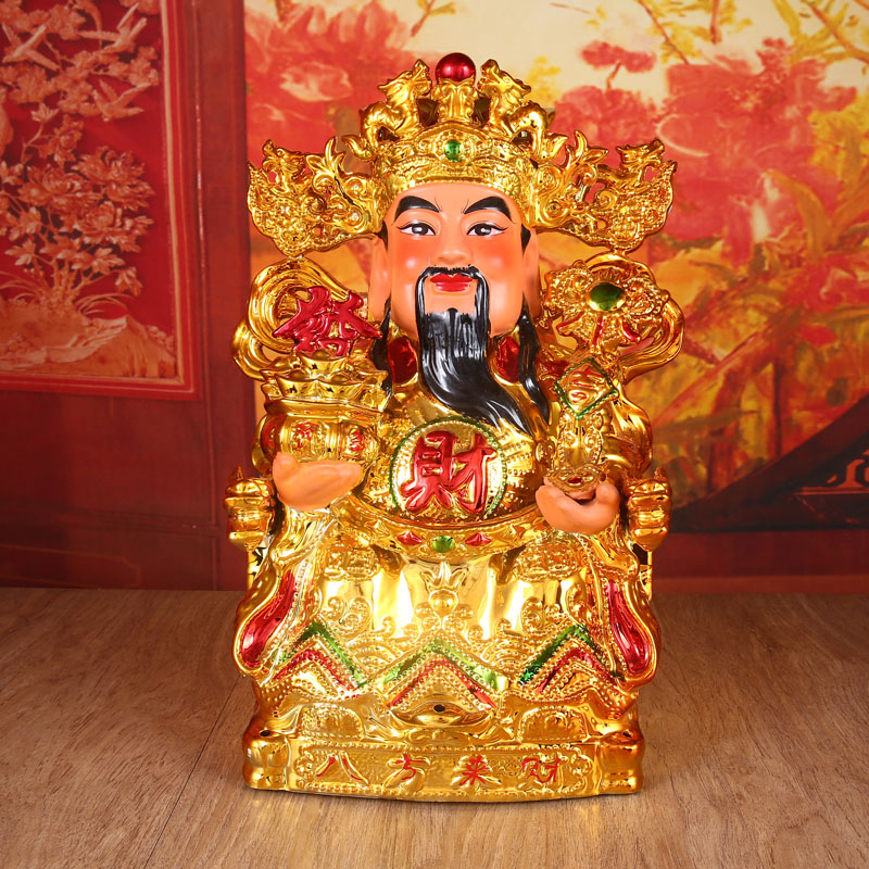 陶瓷财神爷佛像文财神关公佛龛神台套装供奉家用店面招财镇宅摆件_虎窝淘
