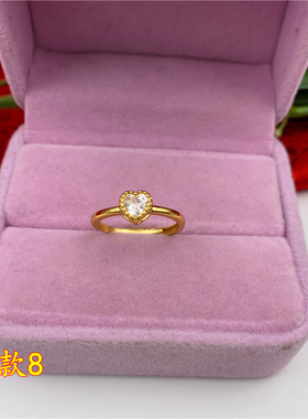 镶钻戒指心形情侣男女款铃铛活口