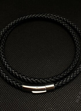 黑皮项链绳男女款金镶玉吊坠挂绳