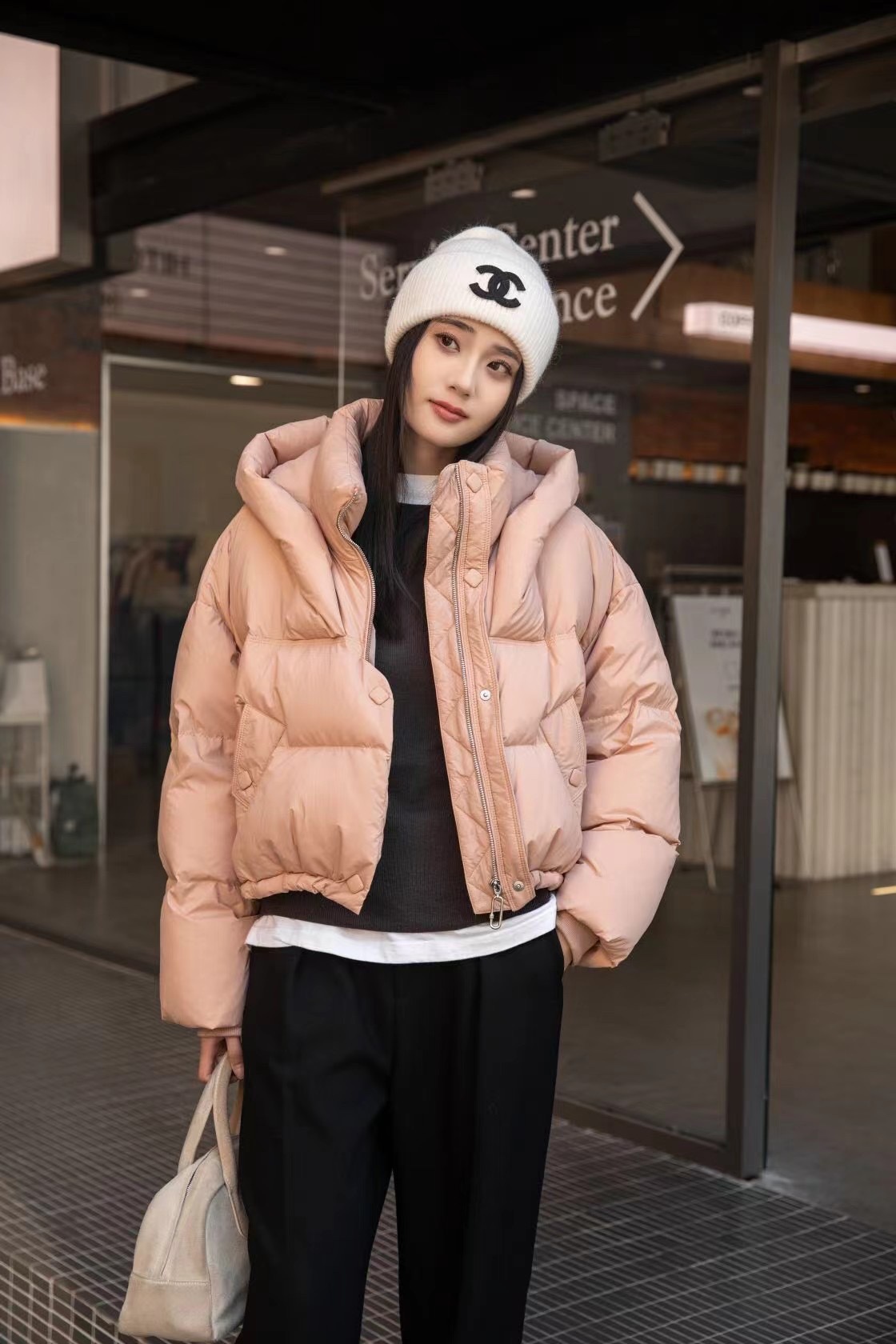 韩版东大门羽绒服女短款冬季2023年新款加厚连帽时尚保暖面包服潮
