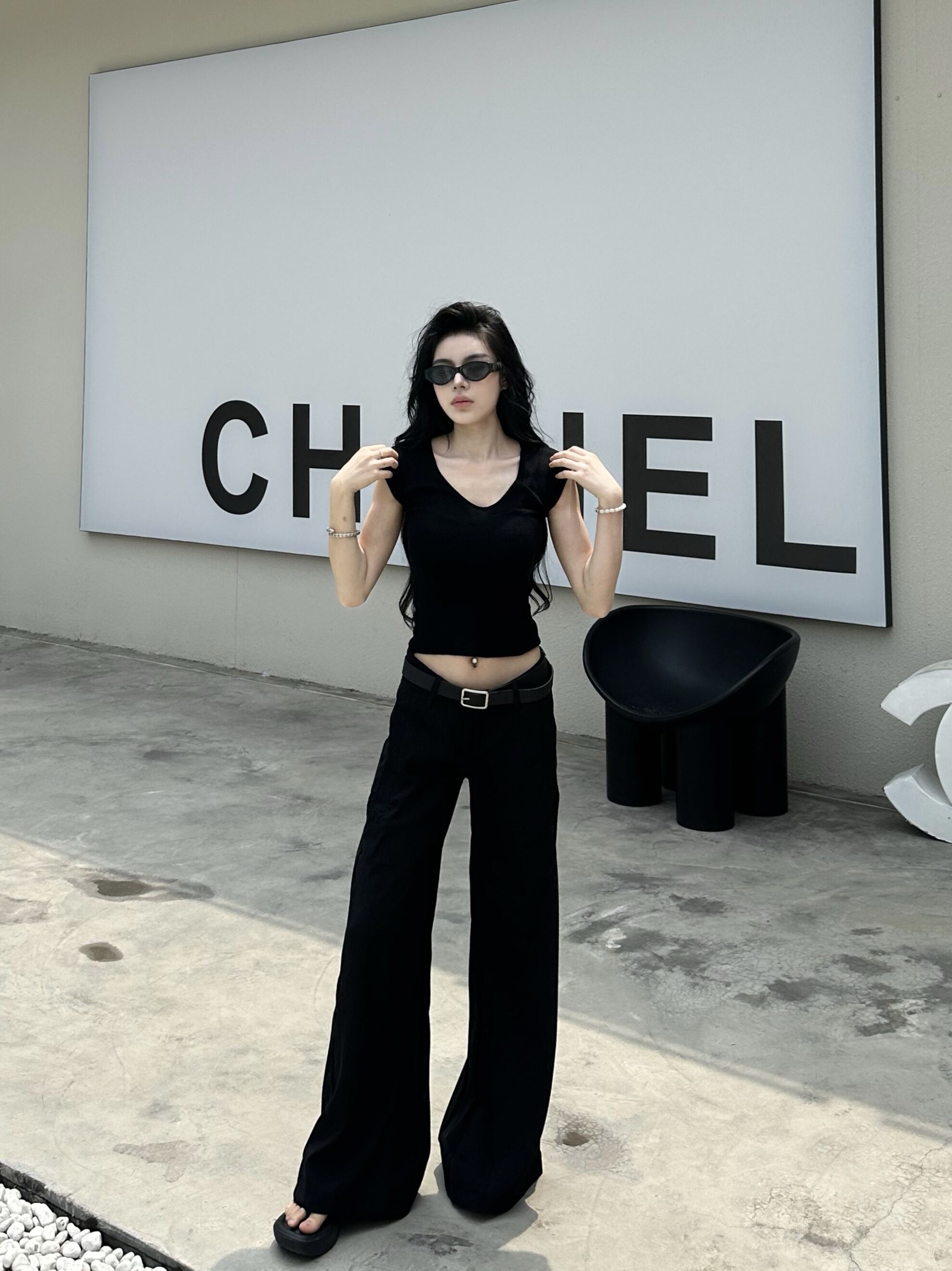 BlackRose姐姐别太直休闲阔腿拖地百搭韩版显瘦低腰中性西装裤