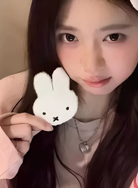 针织米菲兔毛绒卡通小兔子刘海贴儿童甜美少女无痕魔术贴发卡发饰