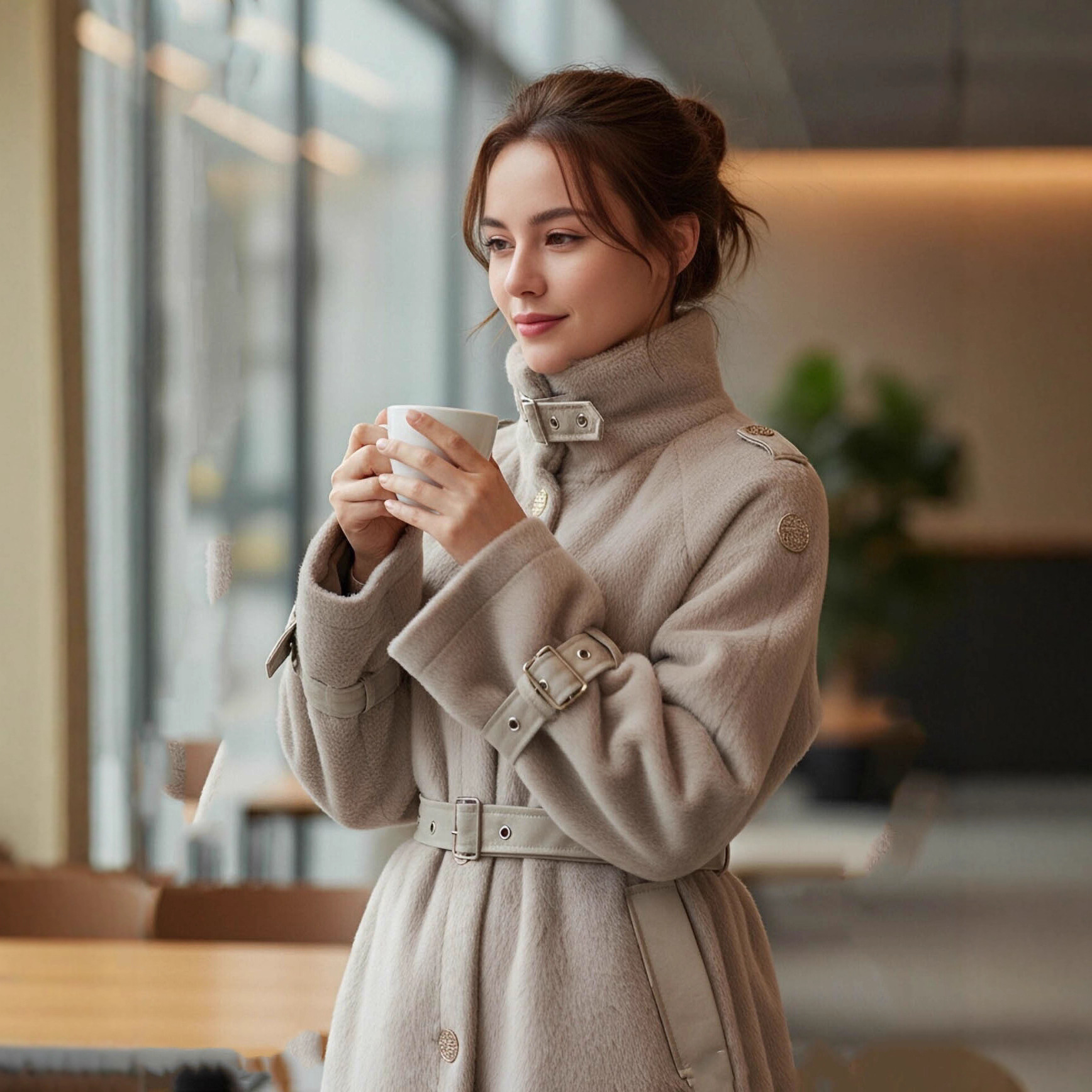 皮草一体外套女2025年秋冬季新款大衣赫本风小个子高级感韩系温柔 - 图2