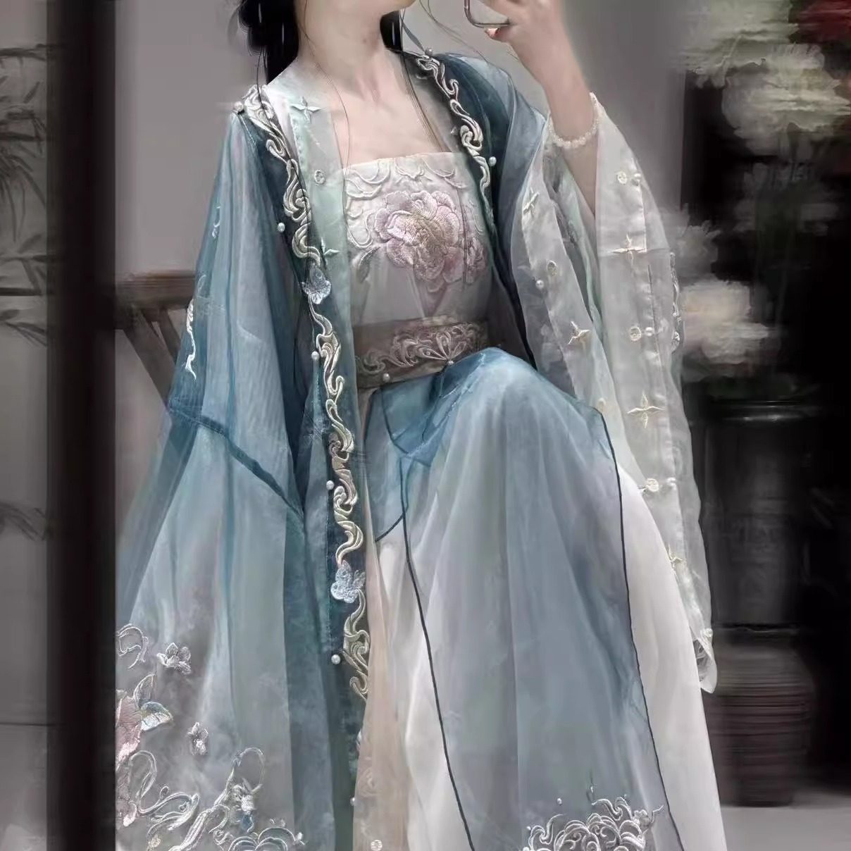 蝶恋花语原创汉服齐腰大袖衫吊带百褶裙绣花宋制一片式汉服女,淘宝优惠券,粉丝福利购,淘宝优惠卷