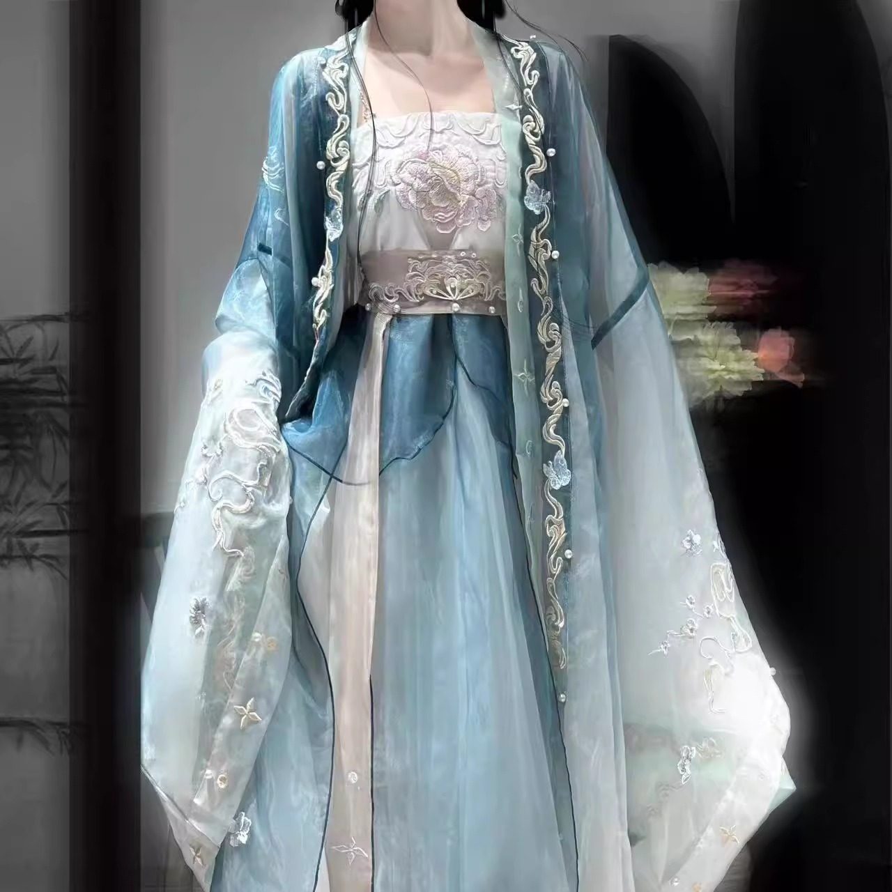 蝶恋花语原创汉服齐腰大袖衫吊带百褶裙绣花宋制一片式汉服女,淘宝优惠券,粉丝福利购,淘宝优惠卷