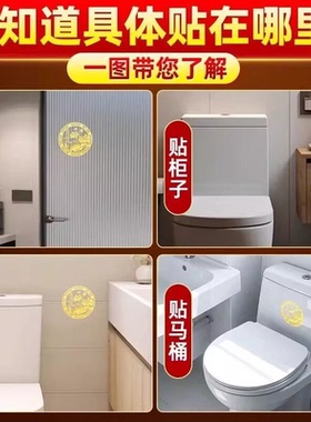 荷花鲤鱼贴卫生间净秽金属贴纸好运连连锦鲤图莲花厕所化污贴纸画