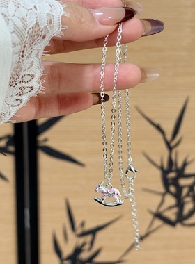 旋转十字架项圈新款木马项链女马上有钱滴釉梦幻心锁骨链女友礼物