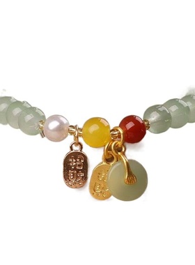 东陵绿珠复古平安扣单圈手链