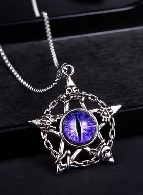 男项圈新款上市潮流百搭兄弟吊坠十字架荧光饰品潮男霸气眼睛配饰