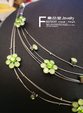 水钻钢丝线多层清新项链低价清仓