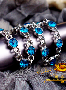 韩国欧美风饰品蓝色水钻手链