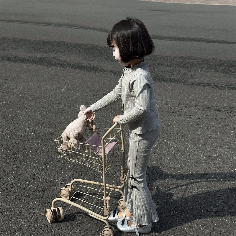 WONIU好穿到爆~女童纯棉弹力开衫蝴蝶结喇叭裤两件套韩版洋气春秋,淘宝优惠券,粉丝福利购,淘宝优惠卷