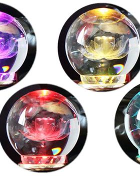 七彩佛前纯铜水晶供灯