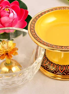 台湾纯铜鎏金水晶供佛灯景泰蓝