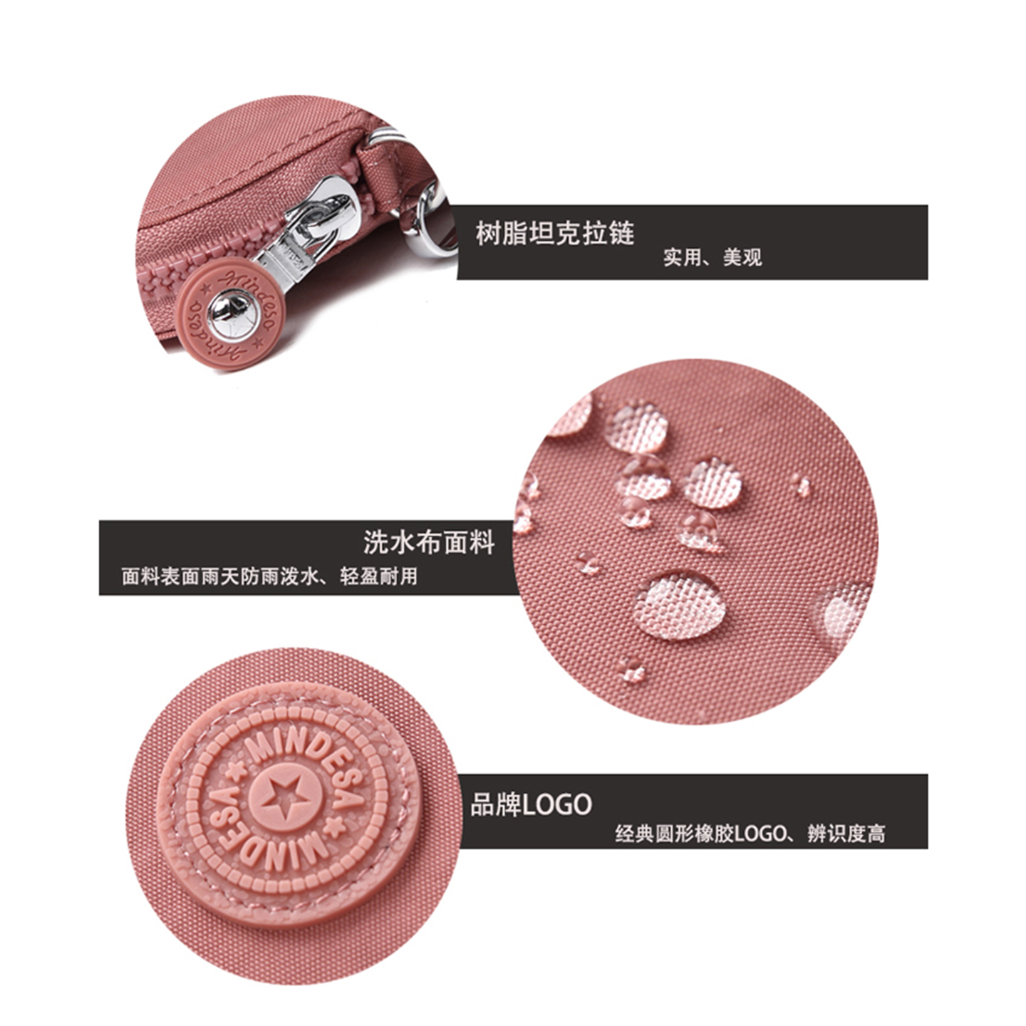 小布包零钱包女手拿简约尼龙布防泼水轻盈手挽硬币袋钥匙卡包收纳 - 图2