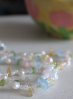 糖果色锁骨链项链原创串珠