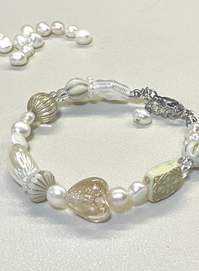 vintage感！一加一shop原创设计串珠手链琉璃复古珍珠小众法式