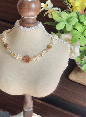 南法假日｜一加一shop原创法式复古贝珠蕾丝choker捷克珠项链小众