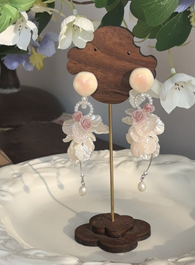 芭蕾舞序曲｜原创设计手作一加一shop玫瑰耳环阻力耳夹温柔氛围感