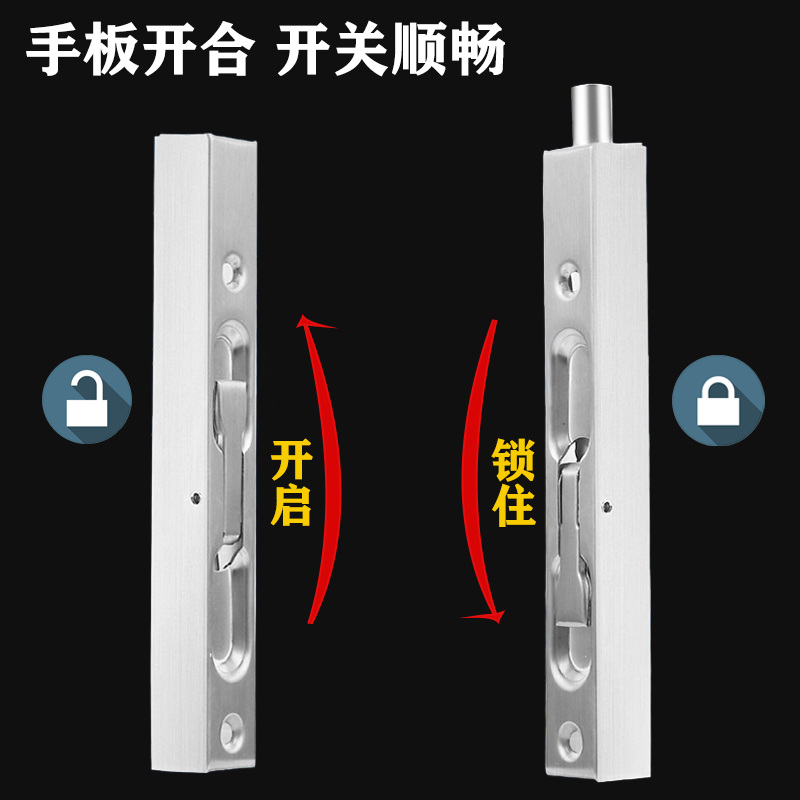 暗插销304不锈钢双开木门插销隐形门子母门天地插大门防盗门门栓-图2