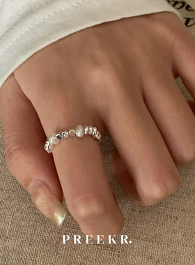 韩系不规则碎银子珍珠戒指