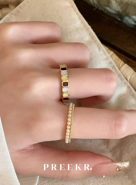 法式彩色滴釉珍珠小众戒指