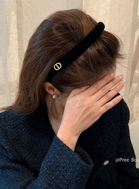 Pree“all black”复古风黑色丝绒发箍女装饰头箍高级感时尚发饰