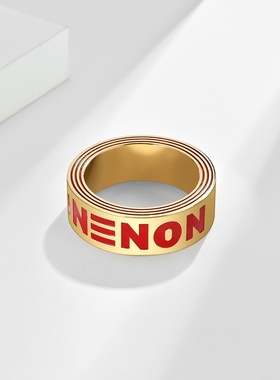 嘻哈hiphop高光镜面镀金non潮人戒指环 个性潮男潮酷手饰品