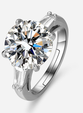 5克拉仿莫桑石戒指经典四爪女双排子鸽子蛋婚戒