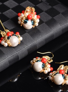 贝珠短款刀马旦蝴蝶项链国风京剧脸谱个性饰品百搭套装