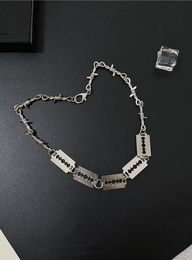 新款暗黑设计款嘻哈蹦迪荆棘刀片欧美项链国潮个性简约冷淡风颈链