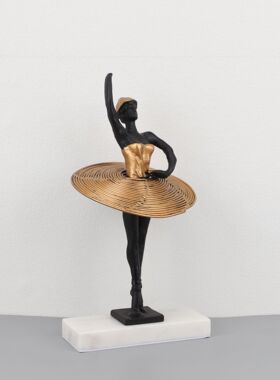 欧式创意金属芭蕾舞者摆件样板房电视柜卧室书房客厅桌面玄关饰品