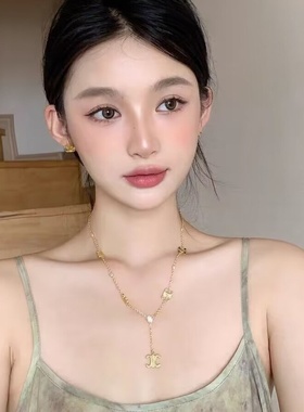 欧美小众高级感Y字镀金色钻石凯旋门流苏项链女个性时尚显瘦毛衣