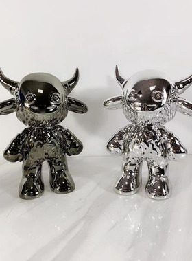 现代简约样板房售楼处动物树脂牛雕塑手办客厅模型家居桌面摆件