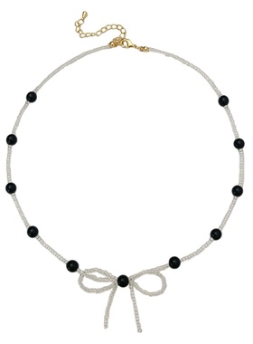 法式优雅清新蝴蝶结串珠珍珠项链手工编织精致小众高级感串珠项链