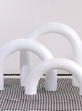 现代简约摆件几何玻璃拱门组合样板间售楼处书房客厅拱门软装饰品