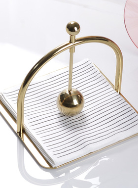 北欧创意纸巾座压台餐厅酒店桌面方巾架餐巾架立式夹纸座摆件