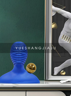 北欧简约抽象半身人物雕塑摆件设计师家居样板房酒店软装头像摆设